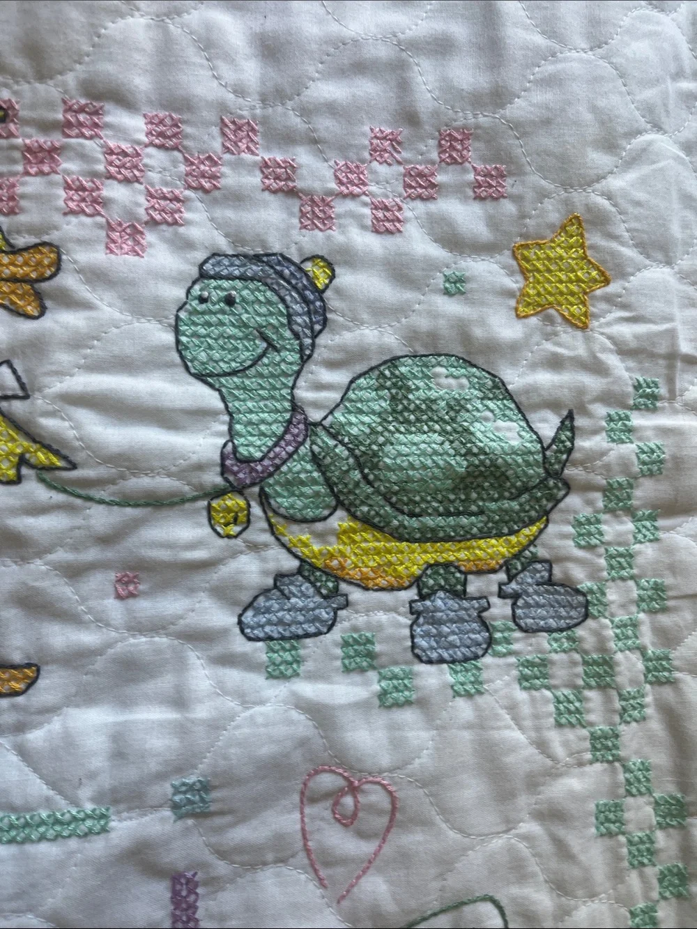 Handmade Cross Stitch Quilt Approx. 34” x 43”